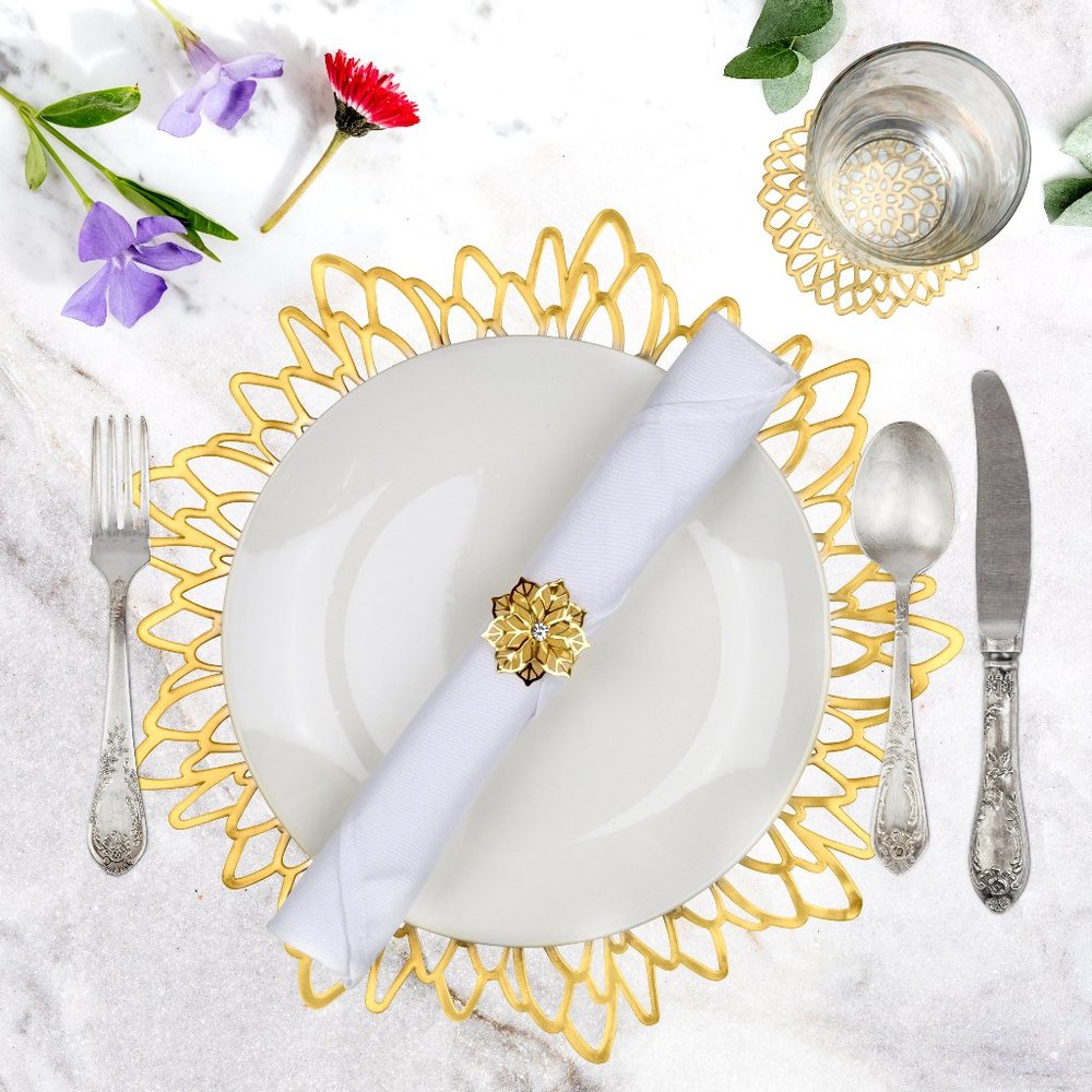 Brand New The Eclectic Home 24 Piece Placemat, Coaster, Napkin & Napkin Ring Set